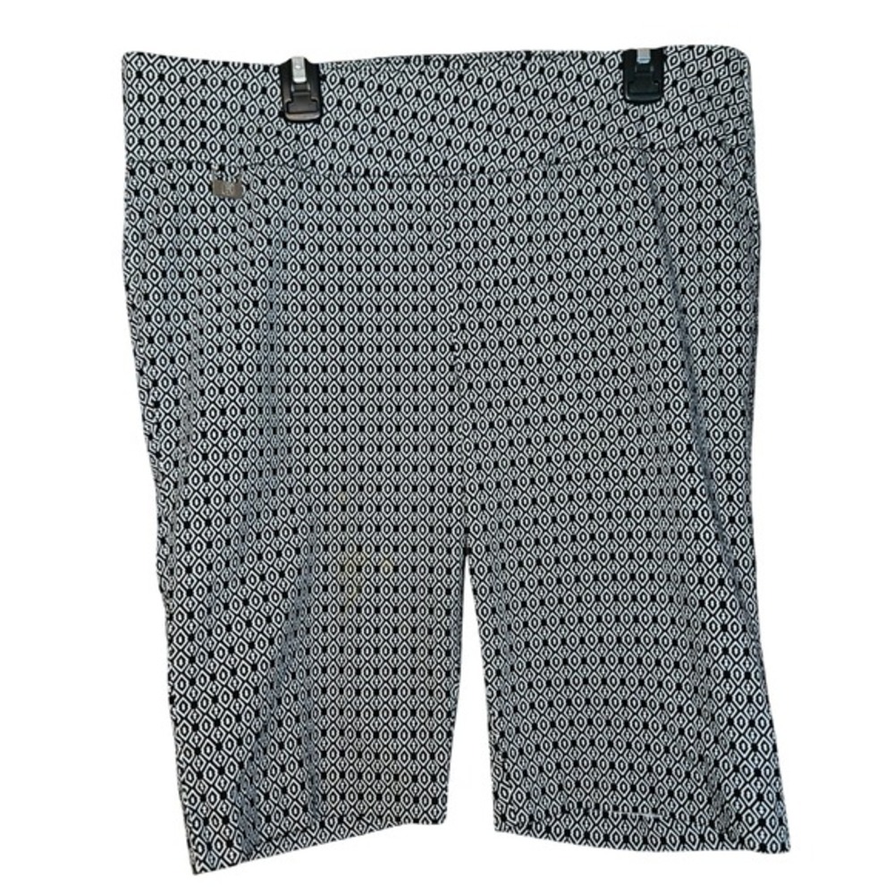 Rafaella Comfort Black White Geometric Diamond Print Pull On Shorts Women Si 12